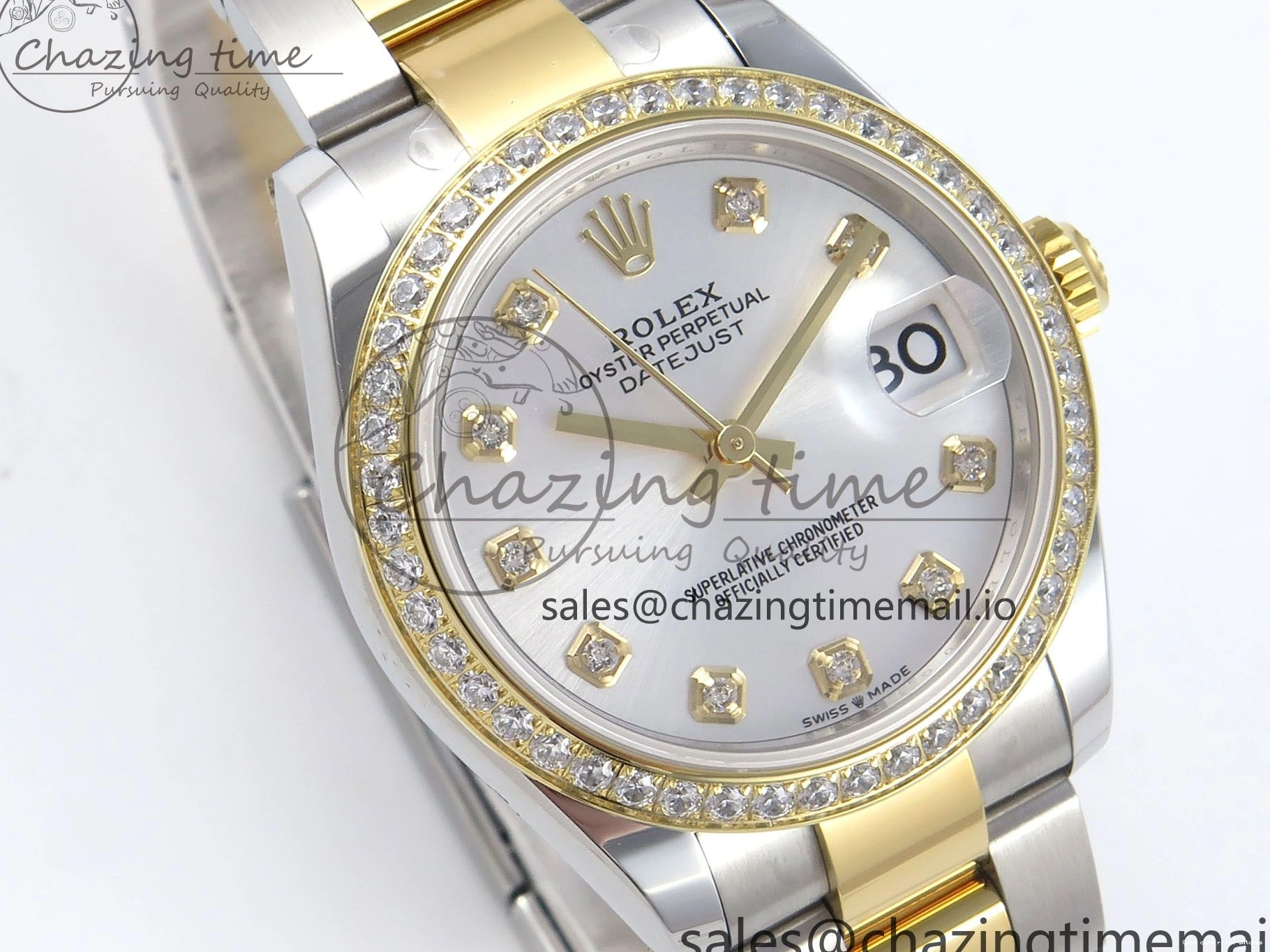 Rolex copies cheap SS 402 ETA YG Bracelet Steel 904L 1:1 ARF Silver OdorResistant 278383RBR Best DateJust Bezel Dial Diamonds 31 on Oyster Edition Diamonds 1103
